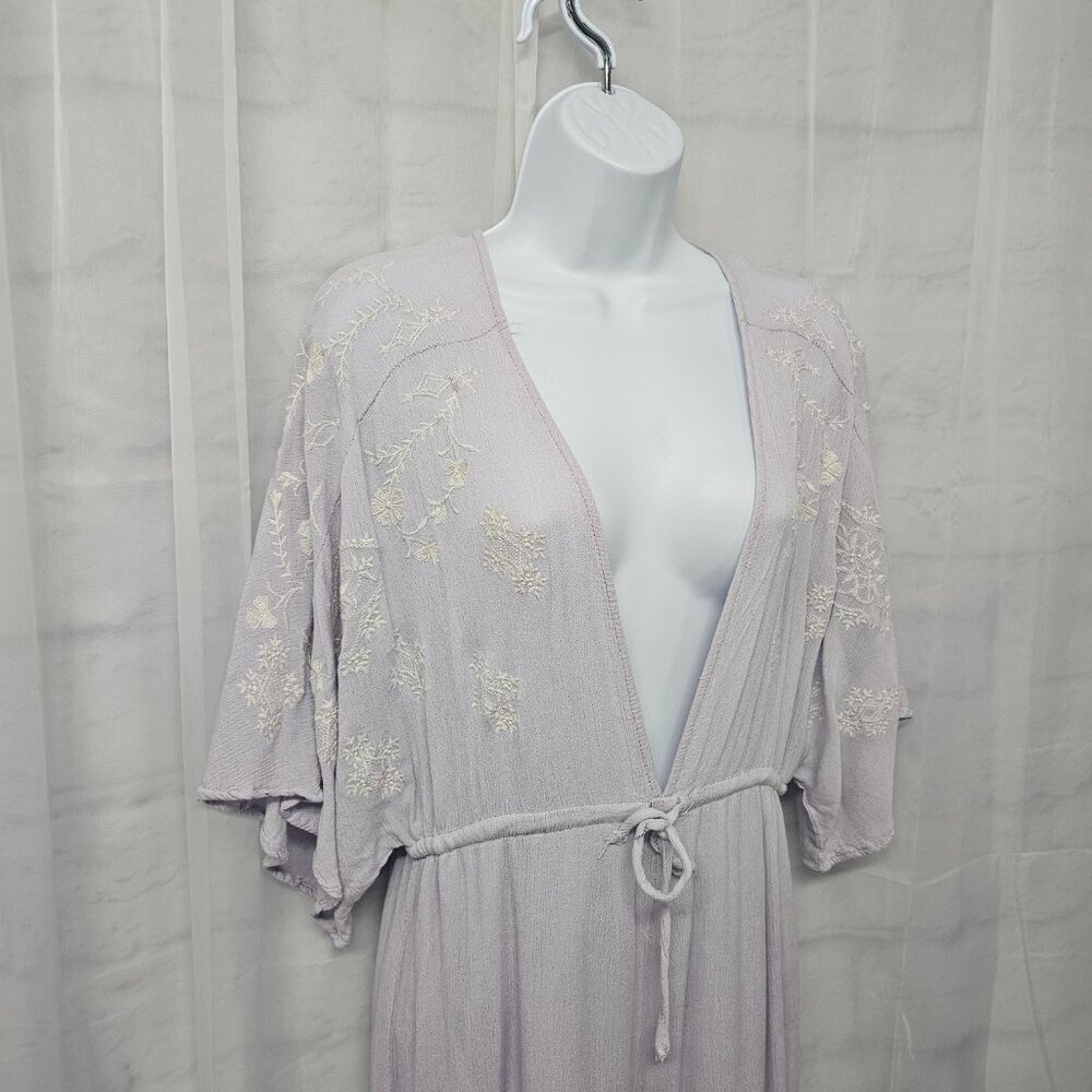 Caren Forbes Lavender Floral Jumpsuit Coquette Crop Wide Leg Bohemian L - Picture 5 of 15